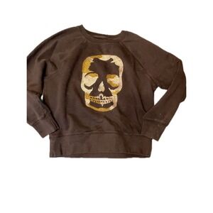 ZADIG&VOLTAIRE Skull Black Sweatshirt  Gold Embellishment Raglan Sleeve Size S
